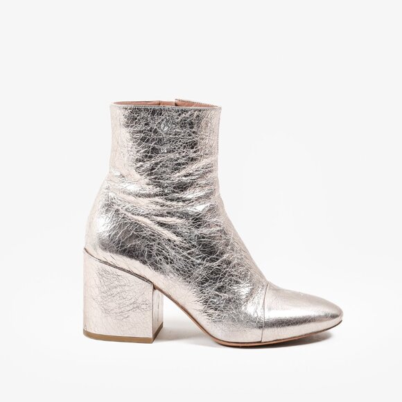 Dries Van Noten Shoes - Dries Van Noten Rose-gold Crinkled Patent Leather Boots